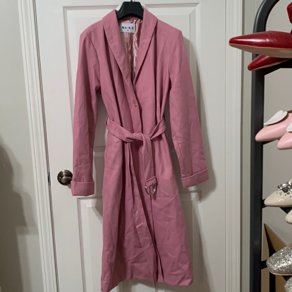 NWOT Pink NA-KD Midi Coat